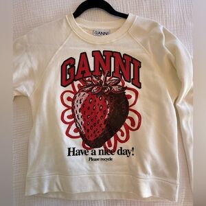 Ganni Isoli Strawberry Raglan Sleeve Organic Cotton Sweatshirt